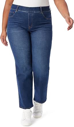 Gloria Vanderbilt Women's Shape Effect Pull on High Rise Straight Leg Jean Plus