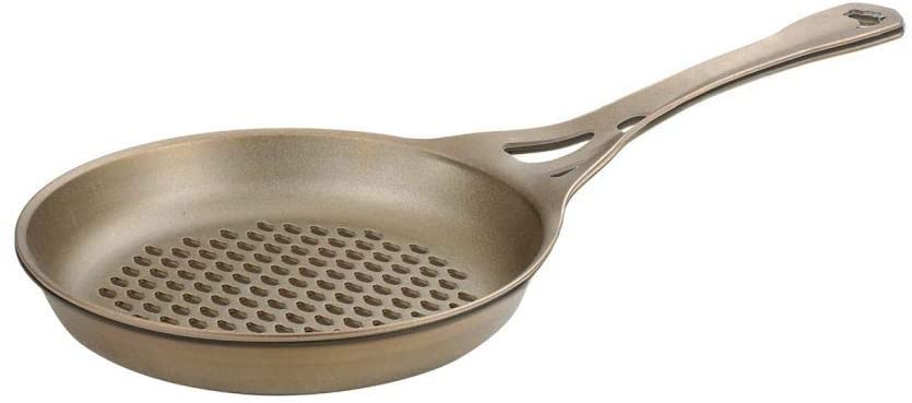 AUS-ION Si126f Open Flame Perforated Skillet with Satin Finish 100% Made in Sydney, 3mm Australian Iron, Professional Grade Cookware, 10-Inch