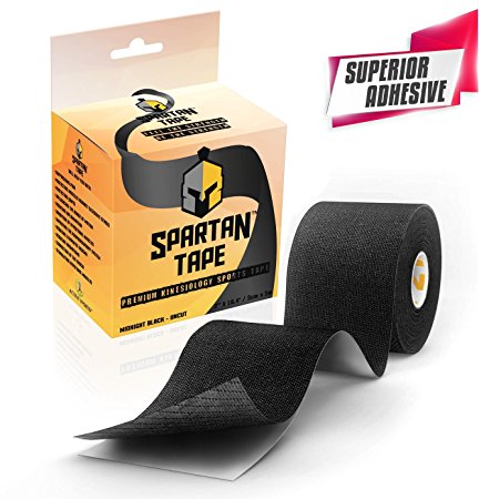 Kinesiology Tape SPARTAN TAPE * Perfect Support for Athletic Sports, Recovery and PhysioTherapy * FREE Kinesiology Taping Guide Inside! * Uncut 2 inch x 16.4 feet Roll