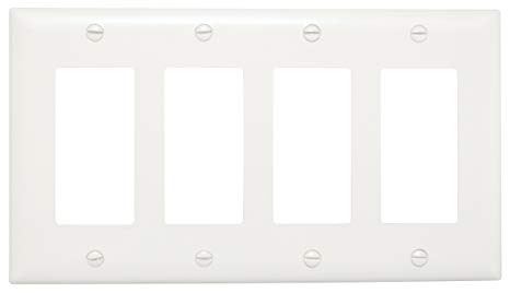 Legrand - Pass & Seymour TP264WCC10 Trade Master Nylon Wall Plate with Four Decorator Openings, Four Gang, White