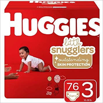 Huggies Little Snugglers Baby Diapers, Size 3 (16-28 lb.), 76 Ct, Giga Jr Pack (Packaging May Vary)