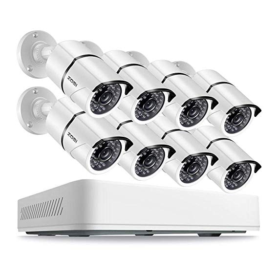 ZOSI 8 Channel 5.0MP HD Security Cameras System 8 x Super 5.0 Megapixel Outdoor/Indoor Day Night Surveillance Bullet Cameras, 8 Ch 5MP (2.5 x 1080P) CCTV Dvr Recorder with 2TB Hard Drive preinstalled