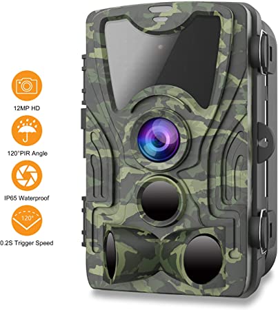 FHDCAM Trail Camera,1080P HD Wildlife Game Hunting Cam with Motion Activated Night Vision, 120° Wide Angle Lens, Waterproof Wildlife Camera for Outdoor Surveillance