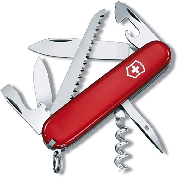 Victorinox Camper Swiss Army Pocket Knife, Medium, Multi Tool, 13 Functions, Blade, Wood Saw, Red