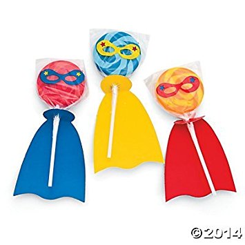 Fun Express - Superhero Swirl Lollipop Set - Makes Pops (4-Pack of 12)
