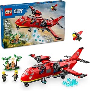 LEGO City Fire Rescue Plane Toy for Kids and Fans of Firefighter Toys, Fun Birthday Gift Idea for Boys and Girls Ages 6  who Love Airplane Toys and Imaginative Play, Includes 3 Minifigures, 60413