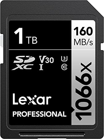 Lexar Professional 1066x 1TB SDXC UHS-I Card Silver Series, Up to 160MB/s Read, for DSLR and Mirrorless Cameras (LSD1066001T-BNNNU)