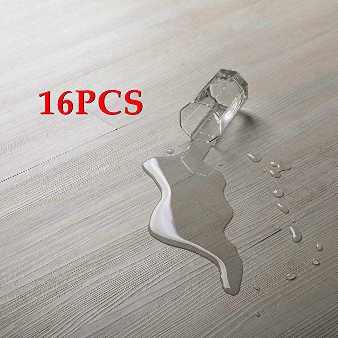 16 PCS/24 Square Feet, CO-Z Odorless Vinyl Floor Planks Adhesive Floor Tiles 2.0mm Thick, Environmental-Friendly (Beige)