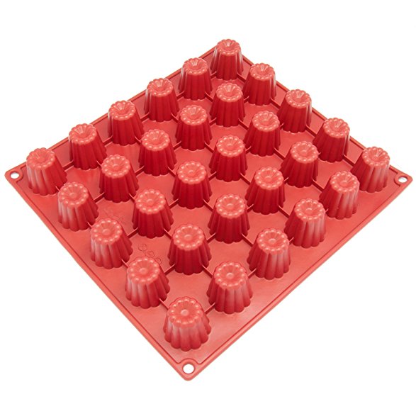 Freshware CB-113RD 30-Cavity Mini Silicone Mold for Caneles and Bordelais Fluted Cakes