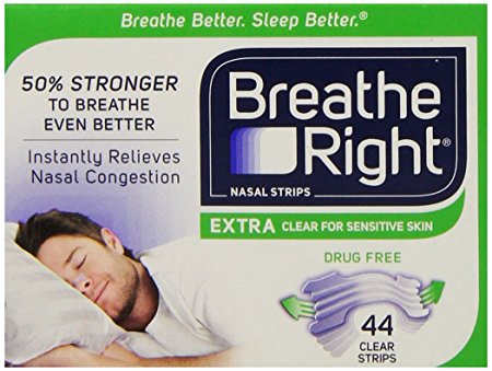 Breathe Right Extra Clear for Sensitive Skin, 44 Count (Pack of 3) , Breathe-igf2