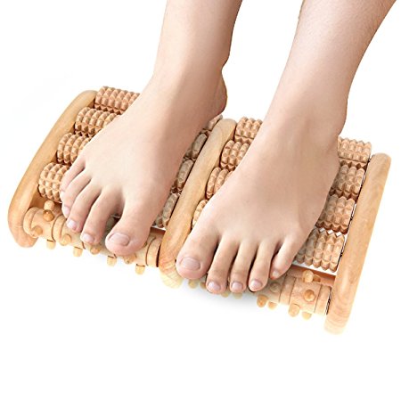 Roller Foot Massager, Large Dual Wooden Plantar Roller Under Desk For Dancers And Runners, Relieving Plantar Fasciitis, Heel & Foot Arch Pain Come With Detailed Instructions By Sekmet