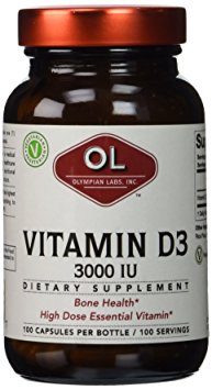 Olympian Labs Vitamin D3 -- 3000 IU - 100 Capsules