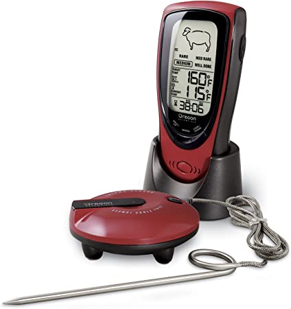 Oregon Scientific AW131 Wireless Talking BBQ Oven Thermometer with Preset Temperatures for Steak Chicken Pork