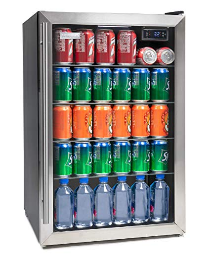 Igloo IBC41SS 180-Can Stainless Steel Glass Door Beverage Center Refrigerator and Cooler 4.1 Cu.Ft,