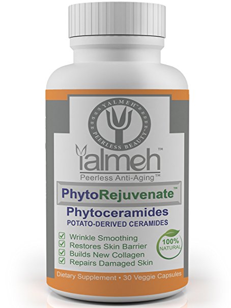 Yalmeh Phytoceramides 350 mg 30 Veggie Capsules - Gluten Free Powerful Anti-Aging Hair Skin & Nail with Vitamins A,C,D,E ,MOST EFFECTIVE ANTI-AGING FORMULA Plant Derived ,100% All Natural Moisturizer.