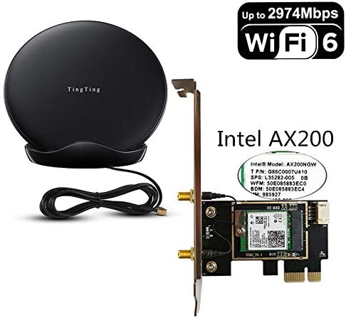 TINGTING WiFi 6 802.11AX 2974 Mbps Dual Band 5GHz/2.4GHz PCI-E Wireless WiFi Network Adapter Card with Bluetooth 5.0 for Desktop