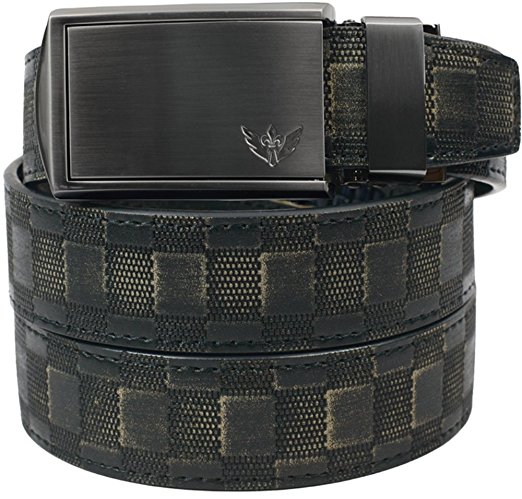 SlideBelts Men's Winged Gunmetal Leather Ratchet Belt - Custom Fit