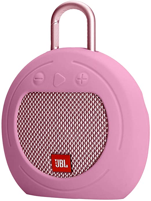 LTGEM Silicone Carrying Travel Case for JBL Clip 2 or JBL Clip 3 Waterproof Portable Bluetooth Speaker - Pink