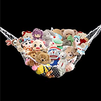 Hammock Mesh Toy Net Stuffed Animal Hammock Mesh Toys Net for Kids Jumbo Large Storage Mesh Net for Pet Corner Animal Hammock Stuffed Animals Wall Hanging Organizer Christmas Gift (White)