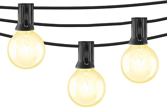 Mr Beams 5W G40 Bulb Incandescent Weatherproof Indoor/Outdoor String Lights, 100 feet, Black