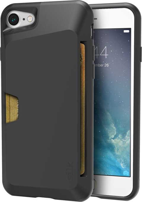 Silk iPhone 7 Wallet Case - Vault Slim Wallet for iPhone 7 [Protective Grip Card Case] - Black Onyx