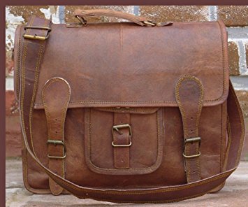 QualityArt 18" Large Leather Briefcase Mens Messenger Bag Laptop Bag Business Bag Laptop Bag