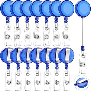 Zonon 100 Pieces Retractable Badge Reel Clips ID Card Holder Reel with Metal Belt Clip for Hanging Cards Key Chains, Name Badge Reels Holders for Nurses Teachers Students (Transparent Blue)