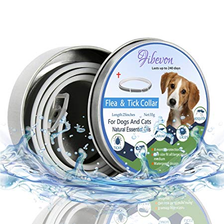 Flea and Tick Collar for Dogs/Cats,Essential Oil Safe Dog Collar,Flea and Tick Prevention for 19 month,Waterproof,One size fits all