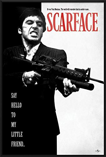 Scarface - Framed Movie Poster / Print (Tony Montana - Say Hello To My Little Friend) (Size: 24" x 36") (By POSTER STOP ONLINE)