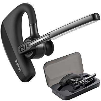 Bluetooth Headset, BlueFit K10 Wireless In-Ear Headphones Earpiece with Mic, 9Hrs Talk Time, Hands Free for Driving - Compatible with iPhone Android Cell Phones (Upgraded Version with Carrying Case)