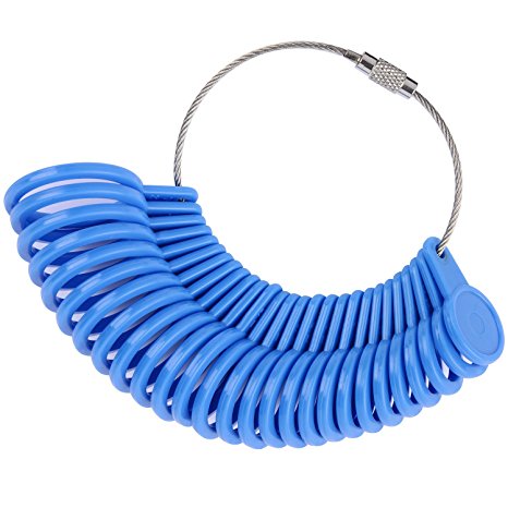 27 Pieces Plastic Ring Sizer Gauges A-Z Finger Sizer Measuring Ring Tool Jewellery Kit (Blue)