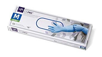 Medline CS Pro Nitrile Exam Gloves, Extended 16 Inch Cuff, Disposable, Powder-Free, Blue, Medium, Box of 50