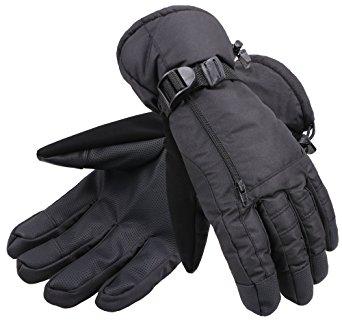 ANDORRA Men's Waterproof Thinsulate Touchscreen Winter Gloves w/Zippered Pocket