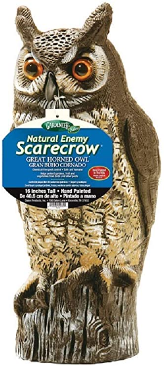 Dalen Natural Enemy Scarecrow Great Horned Owl, Chemical-Free pest Control, Safe and Humane, Protect Gardens, Fruit and Vegetables from Birds and Other pests, 16"