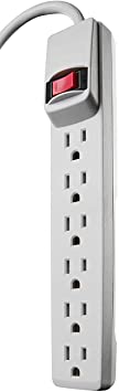 Woods 41367 Surge Protector with Overload Safety Feature, 6 Outlets, 4 Foot Cord, White