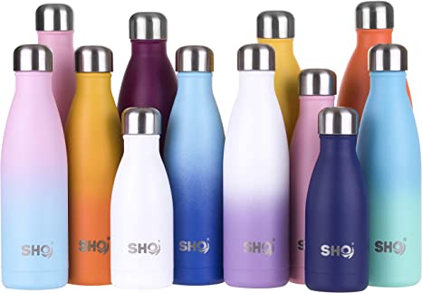 SHO Bottle - Ultimate Vacuum Insulated, Double Walled Stainless Steel Water Bottle & Drinks Bottle - 24 Hrs Cold & 12 Hot - Sports Vacuum Flask BPA Free