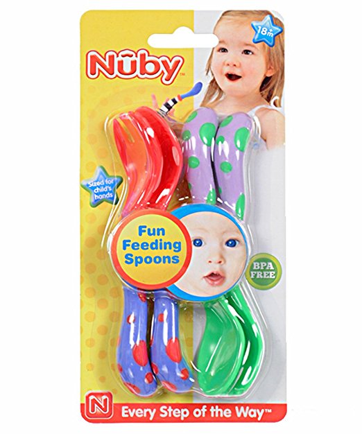 Nuby Fun Feeding Spoons & Forks 2-Pack - red/green, one size