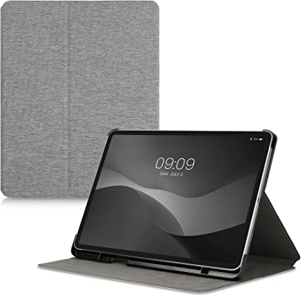 kwmobile Funda Compatible con Apple iPad Pro 12,9" (2021) - Case de Tela Cierre magnético Soporte en Gris Claro