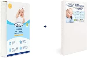 Graco Premium Crib Mattress & Protector Value Bundle (2-Pack) – includes GREENGUARD Gold Certified Crib & Toddler Mattress, GREENGUARD Gold Certified Waterproof Mattress Protector, Fits Standard Crib