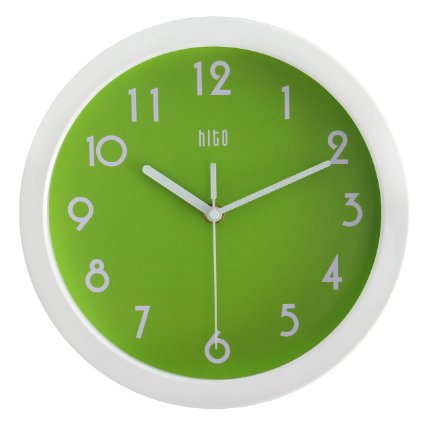 HITO Modern Colorful Silent Non-ticking Wall Clock- 10 Inches (Apple Green)