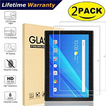 2-Pack Lenovo Tab 4 10 Screen Protector Glass - DHZ 9H Hardness Scratch Resistant Anti-Bubble Premium Film Tempered Glass Screen Protector for Lenovo Tab 4 10" Tablet 2017 Release