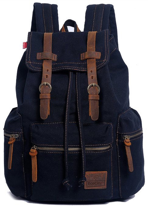 EcoCity Vintage Canvas Backpack Rucksack Casual Daypacks Bookbags