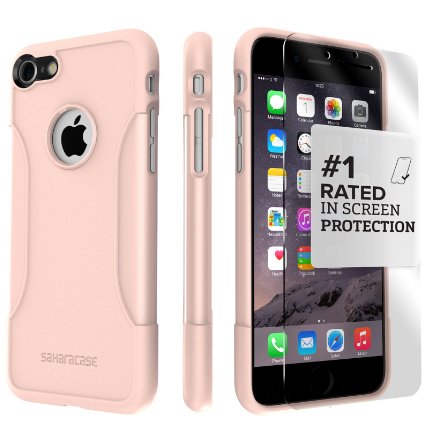 iPhone 7 Case, (Rose Gold) SaharaCase Protective Kit Bundle with [ZeroDamage Tempered Glass Screen Protector] Rugged Protection Anti-Slip Grip [Shockproof Bumper] Slim Fit - Rose Gold