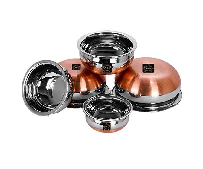 MBS Stainless Steel Handi with Copper Bottom (Set of 5) -550, 750, 1250, 1750, 2250 ml