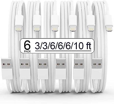 iPhone Charger Cable [Apple MFi Certified] 6Pack(3/3/6/6/6/10 FT) Long Lightning Cable Fast Charging Cord High Speed Data Sync USB Cable Lead for iPhone 14 13 12 11 Pro Max XR XS Mini 8 7 Plus iPad