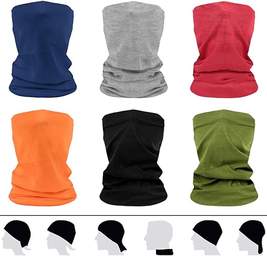 flintronc Pañuelos Cabeza Elástica,6 Piezas Multifunción Bufand Bandana con 6 Colores, Resistente al Viento Transpirable, Protección UV Tubular Pañuelo para El Cuello para Ciclismo, Senderismo