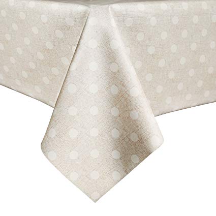 LEEVAN Heavy Weight Vinyl Rectangle Table Cover Wipe Clean PVC Tablecloth Oil-Proof/Waterproof Stain-Resistant/Mildew-Proof - 54 x 108 Inch (Polka Dot)