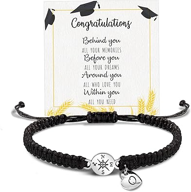 Graduation Gifts for Her 2024, 2024 Graduation Gifts High School College Graduation Gifts for Teen Girls 5th 8th Grade Masters Degree Grads Initial Bracelets for Women Letter A-Z Charm Bracelet Daughter Niece Granddaughter Girlfriend Jewelry