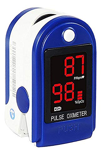 Concord Basics Fingertip Pulse Oximeter - Blue - with Carrying Case, Lanyard and Batteries