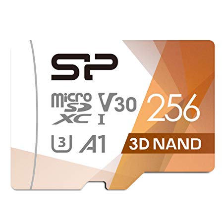 Silicon Power 256GB R/W up to 100/ 80MB/s Superior Pro microSDXC UHS-I (U3), V30 4K A1, High Speed MicroSD Card with Adapter